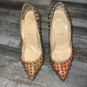 Christian louboutin gold studded heel